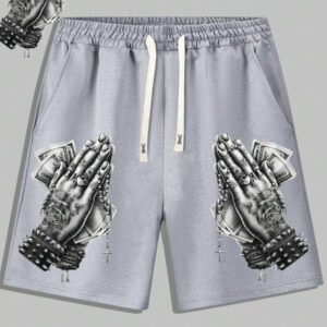 M30 Men Summer Casual Shorts Outdoor Beach Wear Bermuda Shorts With Pocket And Drawstring Trendy Print