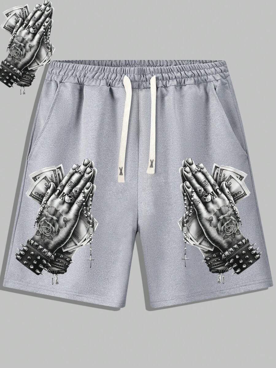 M30 Men Summer Casual Shorts Outdoor Beach Wear Bermuda Shorts With Pocket And Drawstring Trendy Print