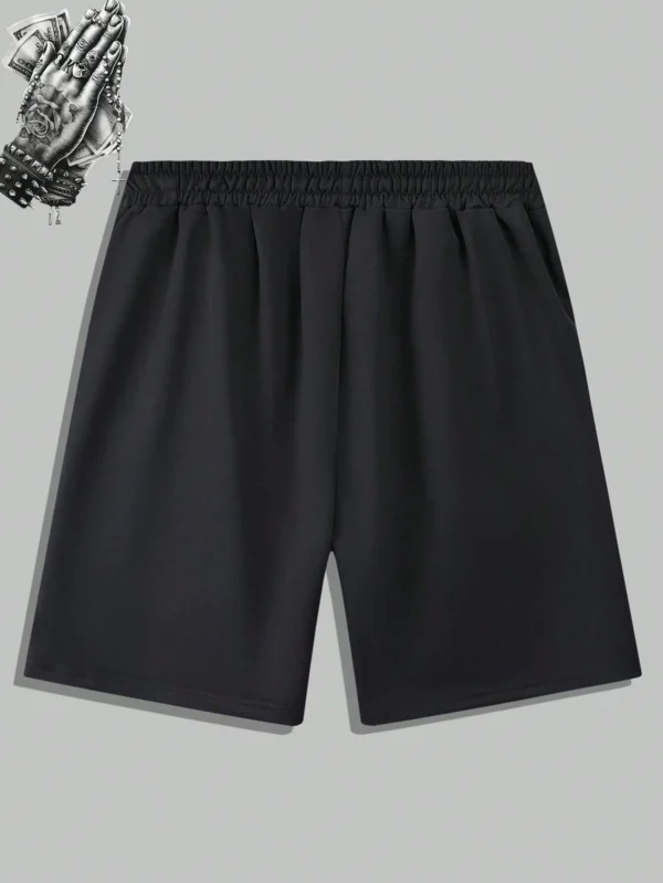 M29 Punk Retro And Trendy Money Print Men Drawstring Waist Casual Shorts With Slogan And Cartoon Print - Image 2