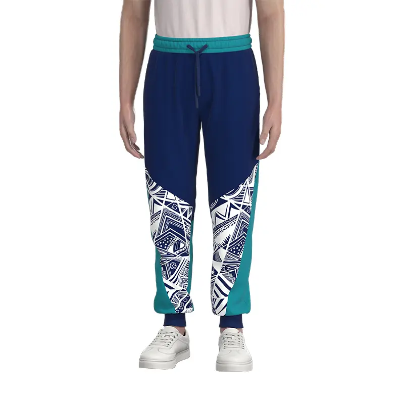 MP003 Men’s blue geometric offset print sweatpants Man Pants