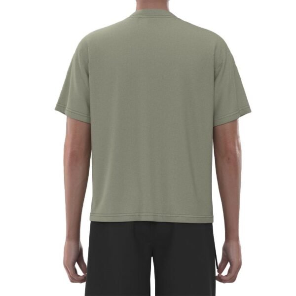 MBT002 Men’S Grey Green Retro Cross Print City Street T-Shirt Boxy T-Shirts - Image 2