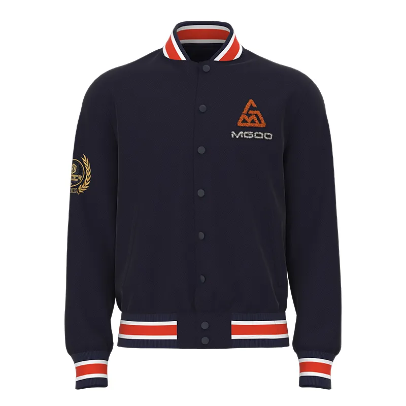 MJK001 Men’s Navy Blue English Fleece Custom Knit Men’s Jacket